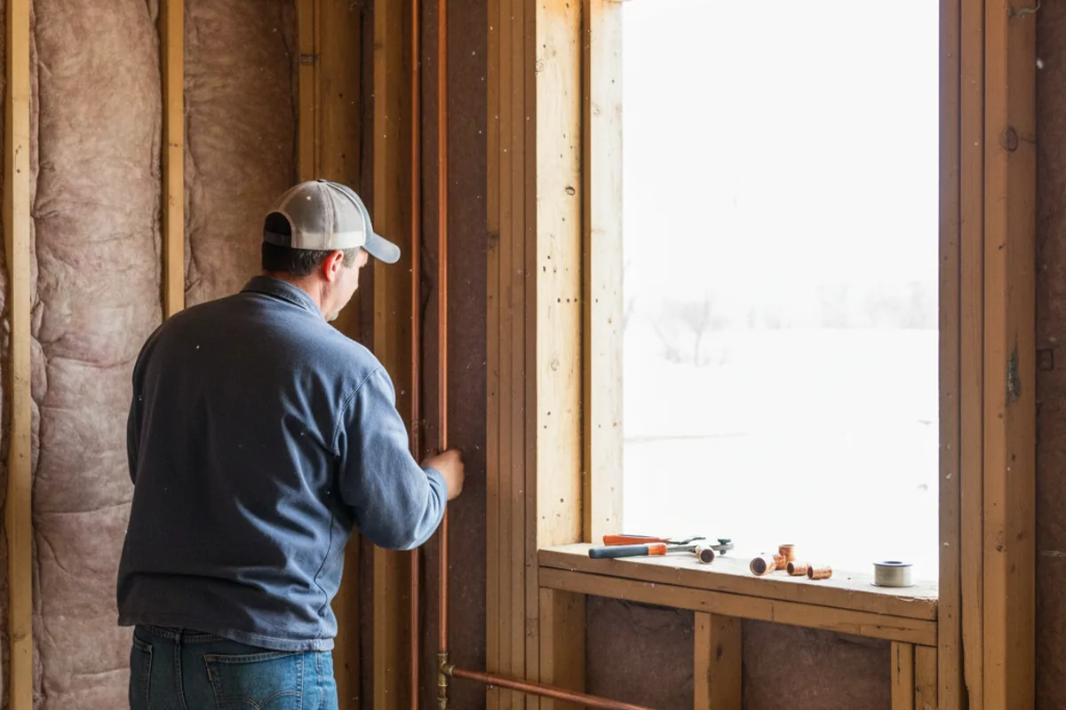 Licensed plumber running new copper supply lines in a South Hamilton home