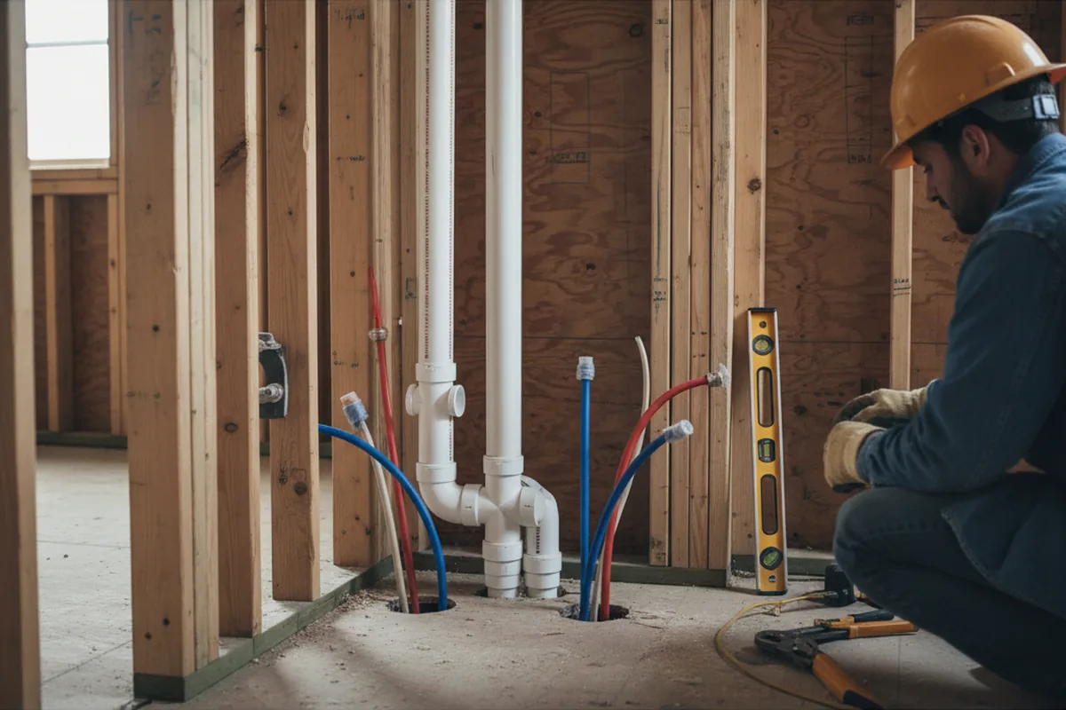 Drain and supply rough-in during Drain Cleaning in South Hamilton