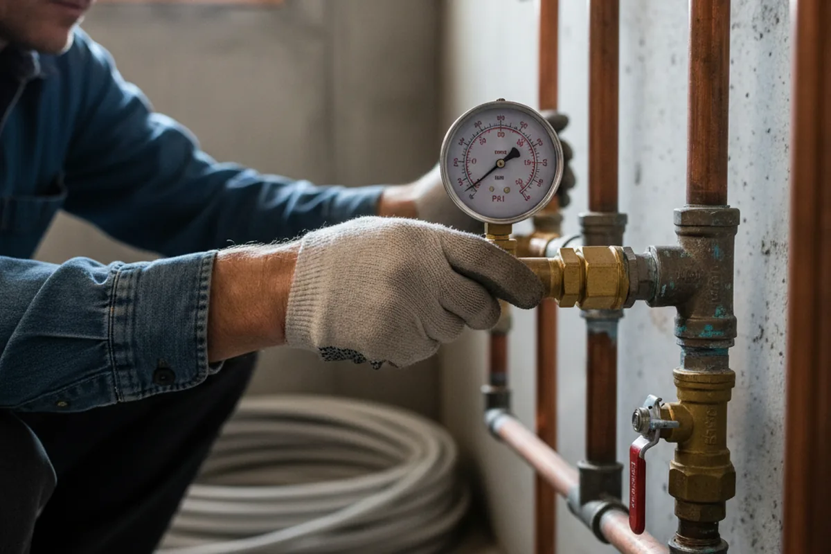 Pressure testing a repaired line during Water Line Repair in South Hamilton